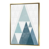 DesignArt 'Минимални триаголници III Blue' Midncentury Modern Dramed Canvas