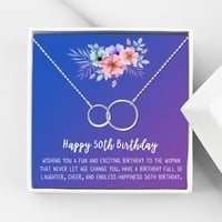 Анавија среќен 50-ти роденденски подароци од не'рѓосувачки челик моден ѓердан за роденденска картичка подарок за неа, роденденски
