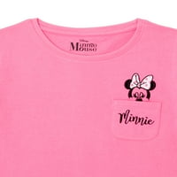 Девојки на Дизни Мини Маус низ целата маица со кратки ракави, 2-пакувања, големини 4-16