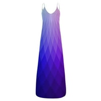 Летни Фустани За Жени Цветни V - Вратот Макси Долг Секојдневен Фустан Без Ракави Виолетова 2xl