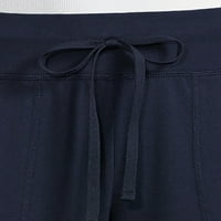 Атлетски работи женски јадро плете капри со предни џебови