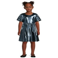 Чудо девојки на нација металик плетен фустан за ракав, големини 4- & плус