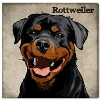 Wynwood Studio Animals Wall Art Canvas Prints 'Rottweiler' кучиња и кутриња - црна, кафеава