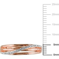 Дијамант-акцент розов родиум-позлатен сребрен вкрстен прстен